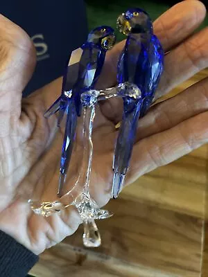 Vintage Swarovski Crystal Hyacinth Macaws Blue Birds On Clear Tree • $365