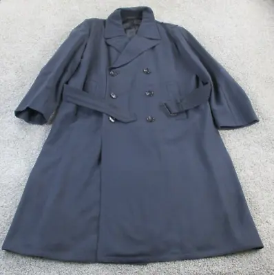 Vintage Classic Mens Double Breasted Trench Coat Blue Sz 46 Long Heavy Walk EUC • $79.99