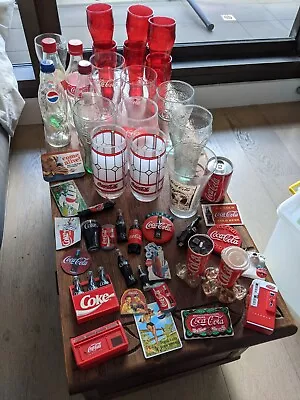 Assorted Reto/vintage Coke-a-Cola Glasses Magnets And Bags.  • $100