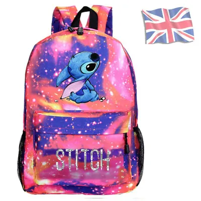 UK Lilo & Stitch Backpack Kids Boys Girl School Bag Travel Shoulder Rucksack Bag • £11.99