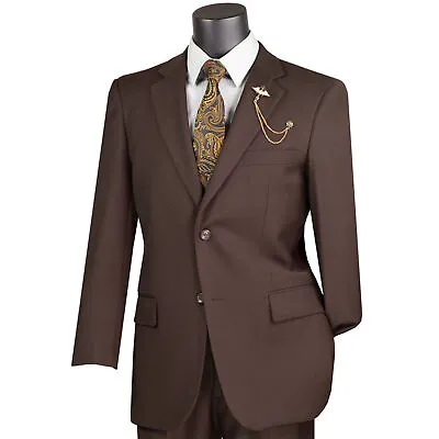 VINCI Men's Brown 2-Button Suit W/ Adjustable Waistband Reg-Fit - NEW • $115