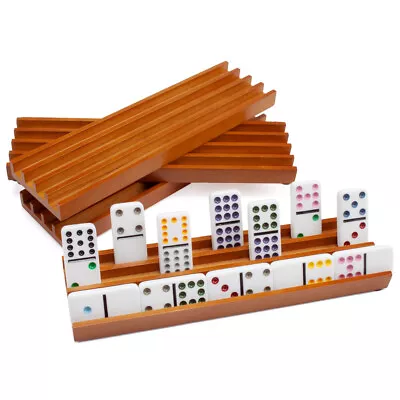 Wooden Domino Racks/Trays/Holders For Mexican Train Dominoes Games (Set Of 4) • $19.98
