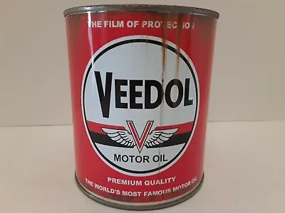 Rusty Veedol Motor Oil Can 1 Qt - (Reproduction Tin Collectible) Red Label  • $12.49