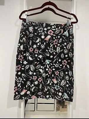 Laura Ashley Black Floral Cotton Skirt Size U.K. 12 • £8