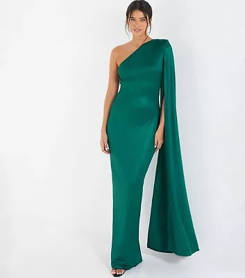 Quiz Size 8 Beautiful Green Evening Party Prom Cruise Maxi Dress • £29.99