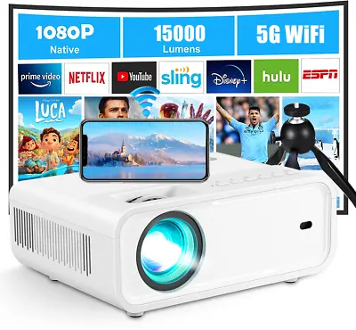 Portable Mini 5G WiFi Projector Smart Native 1080P Movie LCD Home Theater Cinema • $42.99