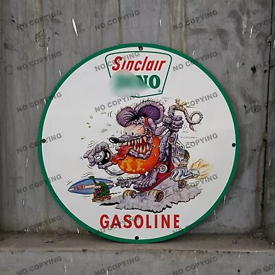 Vintage Sinclair Car Ratfink 8'' Station Service Man Cave Oil Porcelain Sign 030 • $142.49