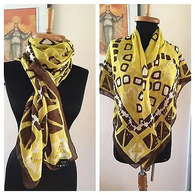 DIMRI Scarf Shawl Mantra Brown White Cotton Light Tribal Abstract 43x43  Cute • $9