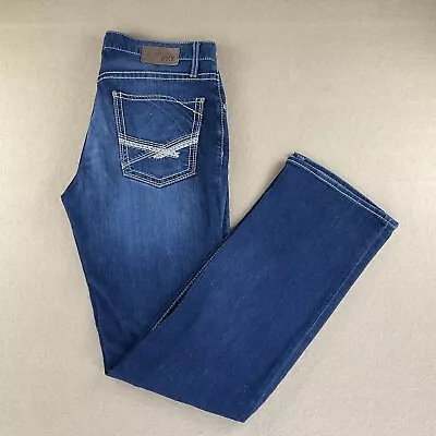 BKE Jake Jeans Bootleg Blue Denim Medium Wash Stretch Distressed Mens 36x34 • $29.80