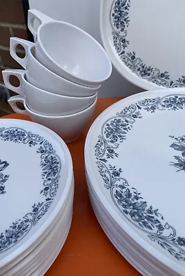 36 Pc Set Vintage Melmac Melamine Blue Floral  Calais Westinghouse Connecticut • $39.90