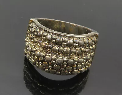 MICHAEL DAWKINS 925 Silver - Vintage Dark Tone Cobbled Band Ring Sz 7 - RG18444 • $91.22