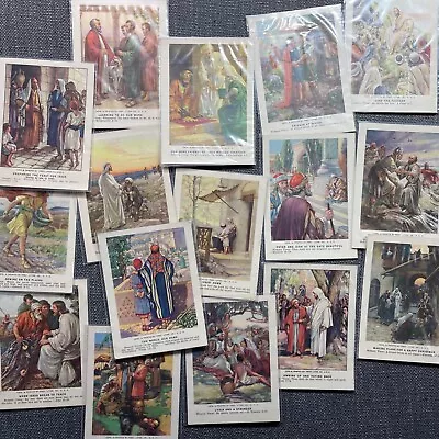 Vintage Religious Berean Bible Lesson Picture Cards Lot Of 16 1935 To 1937 • $15