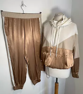 ZARA Tracksuit Outfit S / M VGC Lounge Joggers Hoodie Bronze Travel Athleisure • $54.38