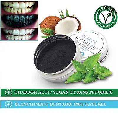 Glamza Natural Organic Activated Charcoal Tooth Teeth Whitening Powder Paste Big • £3.99