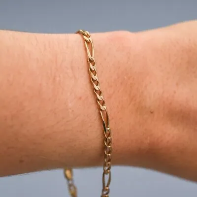 Solid 9K Rose Gold Figaro Chain Bracelet • £175