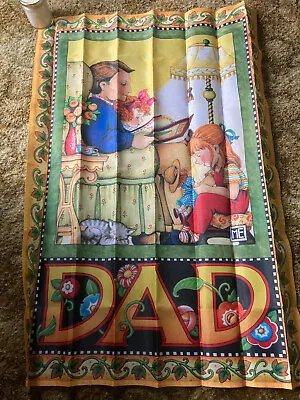 Mary Engelbreit Fathers Day Garden Flag Outdoor 28x 41 Dad With Daughter DAD COA • $15