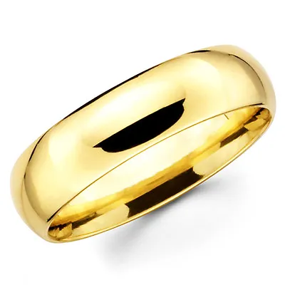 14K Solid Yellow Gold 6mm Plain Men's And Women's Wedding Band Ring • $227.25