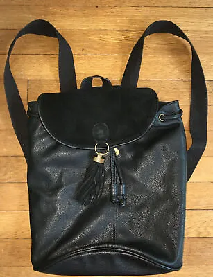 * Urban Outfitters Ecote Black Faux Leather Real Suede Tassel Backpack Bag • $18