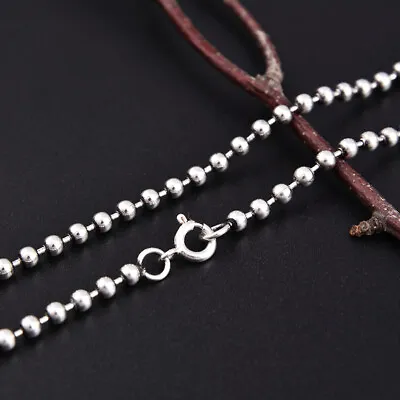 925 Sterling Silver Oxidized Ball Bead Necklace Chain 3mm 18 20 22 24 26 28 30 • $68.56