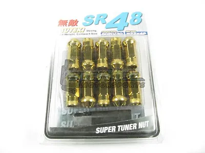 Muteki SR48 Extended Open Ended Wheel Tuner Lug Nuts Chrome Yellow 12x1.5mm NEW • $66.92