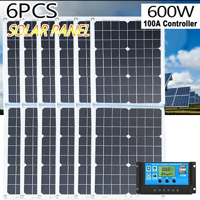 600 Watts Solar Panel Kit 100A 12V Battery Charger W/ Controller Caravan Boat US • $255.99
