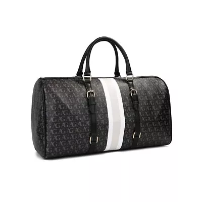 Men's Pu Leather Holdall Hand Luggage Weekend Duffel Travel Sports Gym Cabin Bag • £14.99