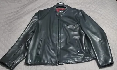 $669 • Buy Schott NYC 530 Waxed Leather Jacket 3XL Black Cafe Racer Pebbled Cowhide