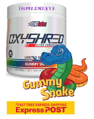 $63.98 • Buy Ehplabs Oxyshred Gummy Snake Flavour *Black Friday Sale* Free Express Shipping