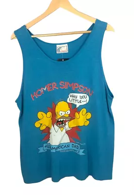 Vintage The Simpsons '90 Print Vest Blue Large • £27