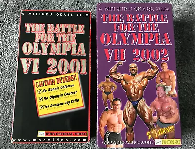 2x VHS BATTLE FOR MR OLYMPIA 2001 & 2002 BODYBUILDING - TESTED WORKING • £18.99