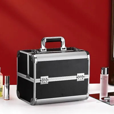 Aluminium Professional Cosmetic Makeup Vanity Travel Case Storage Lock With Keys • £18.95