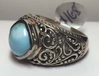 Marahlago Larimar Gemstone Ring Size 8 - 925 Sterling Silver • $122.35