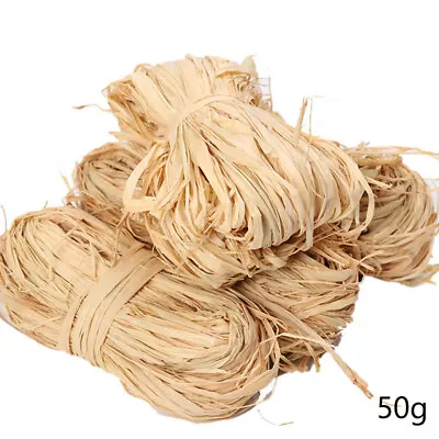 50g/Roll Natural Raffia Cord Craft Twine Rope Weave String Ribbon Rattan DIY • £4.31