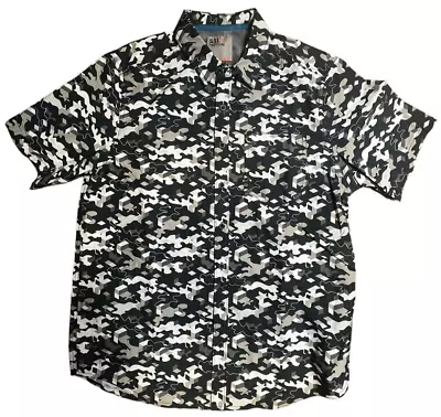 5.11 Tactical Camo Maze Shirt Men's Med Black Gray Snap Button Style 71382 • $22.65