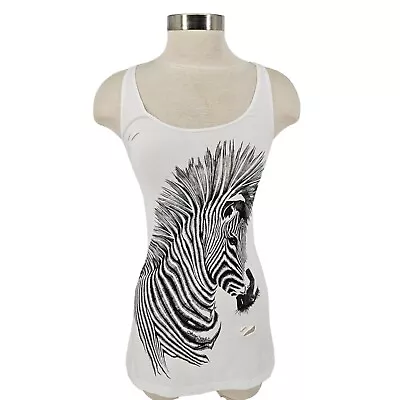 $13.62 • Buy Lauren Moshi Tank Top White Zebra Distressed Sleeveless Shirt Womens Small