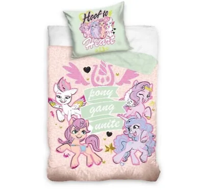 MY LITTLE PONY 2 PIECE BABY BEDDING SET COT BED DUVET COVER+PILLOWCASE135x100 • £18.99