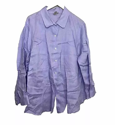 J Jill Women's Lilac Purple Linen Button Down Long Sleeve Shirt Size 2X • $19.95