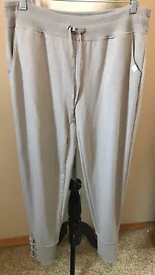 Marika Jogger Lounge Pants Light Brown Lacing On Leg Ends Pockets Size XL • $21