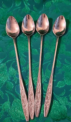 TEXTURED ROSE ELD18 Eldan 4 Iced Tea Spoons Stainless Steel Flatware Japan • $7.95