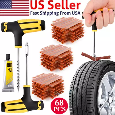 68pc Tire Repair Kit DIY Flat Tire Repair Car Truck Motorcycle Home Plug Fix • $9.49