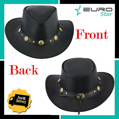 £16.94 • Buy Leather Hats Cowboys Western Style Bush Hats Top Quality