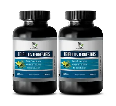 $34.26 • Buy Testosterone Steroid - TRIBULUS TERRESTRIS 1000mg Natural 2 Bottles 120 Tablets