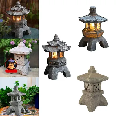 Solar Powered Tower Garden Statue Pagoda Lantern Palace Lamp Stone Yard Decor • £20.10