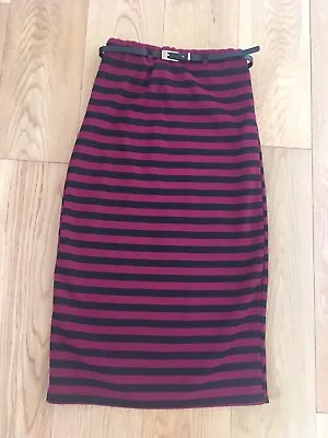 £2 • Buy Black/wine Striped Tube Skirt Size 8