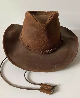 Minnetonka Brown Leather Cowboy Biker Aussie Outback Hat - Large • $24.99