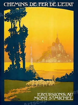 1930s Mont Saint Michel Island Vintage Style French Travel Poster - 20x28 • $17.95