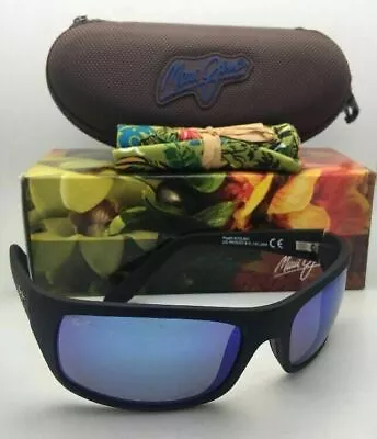 Polarized MAUI JIM Sunglasses PEAHI MJ 202-2M-SGH Black Rubberized W/Blue Hawaii • $249.99