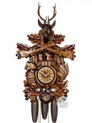 After The Hunt 8 Day Mechanical Carved Cuckoo Clock 54cm By ENGSTLER • $1760