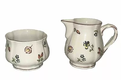 Villeroy Boch Petite Fleur Creamer 3?5/8”T Sugar 2 5/8”T Bowl Flowers Luxembourg • $42.99