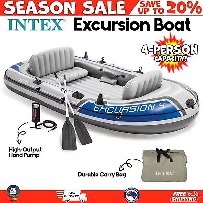 Genuine Intex Excursion 4 Boat Set Kayak Canoe River Lake Boat Oars Inflatable • $255.99